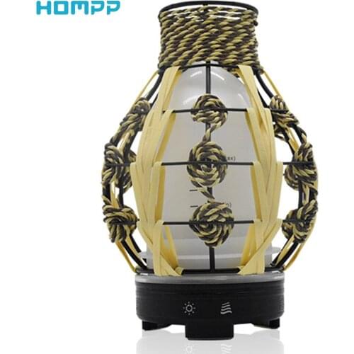 Hemp Rope Ball Aroma Essential Oil Diffuser Ultrasonic Cool Mist Humidifier for Office Bedroom Living Room 7 Color Lights120ml