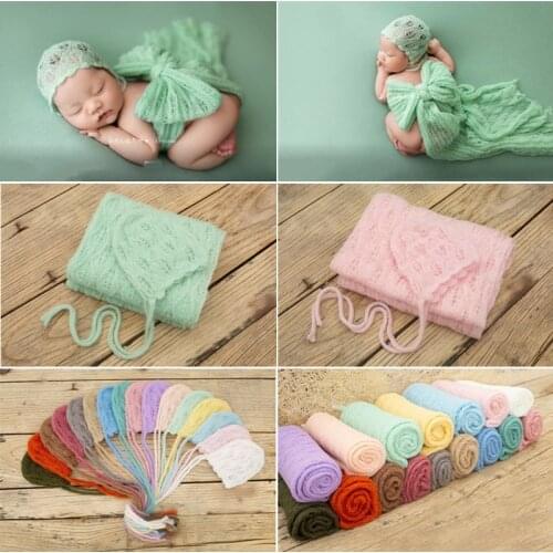 Newborn Photography Clothing Crochet Hollow Hat+Wrap Studio Baby Photo Prop Accessories Infant Photography Clothes Fotografia