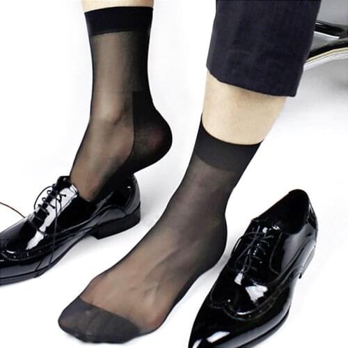 High Quality New Mens Sheer Silk Socks Transparent Sexy Gay Sock Fetish Dress Suit Formal Sock Free Shipping