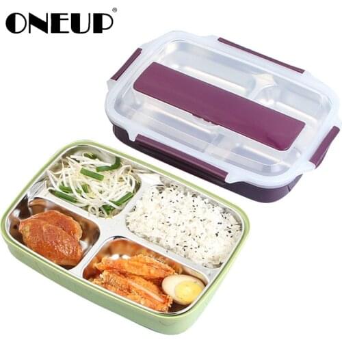 ONEUP 304 Stainless Steel Japanese Lunch Box With Compartments Leak-Proof Bento Box For Kids School Picnic Food Container