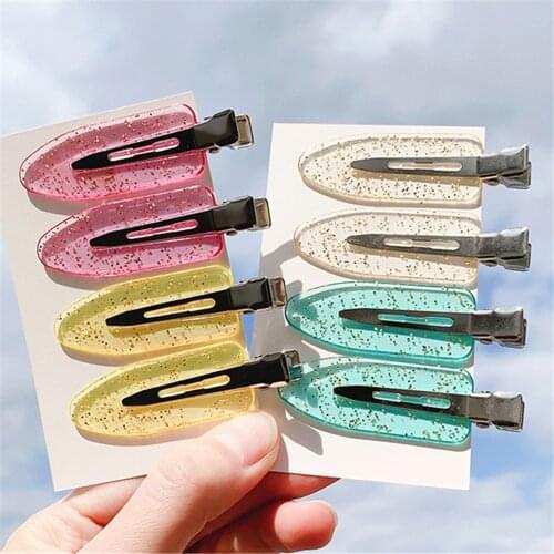 4PCS Candy Color Hair Clips Seamless No Bend Barrettes No Mark Pin Curl Clip Makeup No Crease Hair Clip Hair Styling Bang Clip