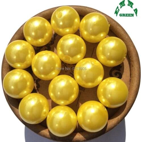 Pearl Beads for Jewelry making Chunky Bead Yellow A02 6mm to 30mm abs Pearls Beads Loose Beads Round Bead for Choker Necklaces