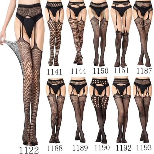 Women Sexy Lingerie Stockings Garter Belt Stripe Elastic Stockings Black Fishnet Stocking Thigh Sheer Tights Pantyhose dropship
