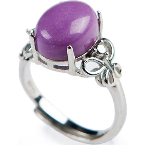 Natural Phosphosiderite Purple Stone Lady Crystal Fashion Women Party Ring
