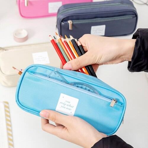 1PC Creative Zipper Pencil Case Twill Canvas Large Pen Box Kawaii Pencil Bag for Student Girl Cute School Stationery Supplies