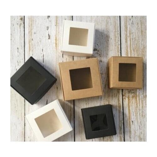 100pcs Kraft Paper Aircraft Gift Boxes Handmade Soap Packing Box Transparent PVC Window Jewelry Display Craft Boxes