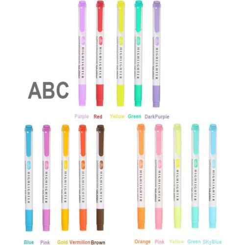 15 Colors Markers Pen Permanent Double Tips Graphic Fluorescent Highlighter Liner Artist Dual Headed Alcohol Round Marker Pens