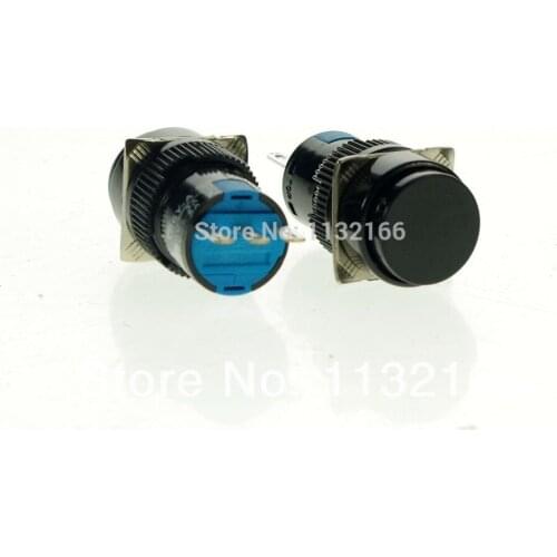 3 Pins Color Black 1NO 1NC Contact 16mm Hole Maintained Push Button Switch 250VAC 3A Color