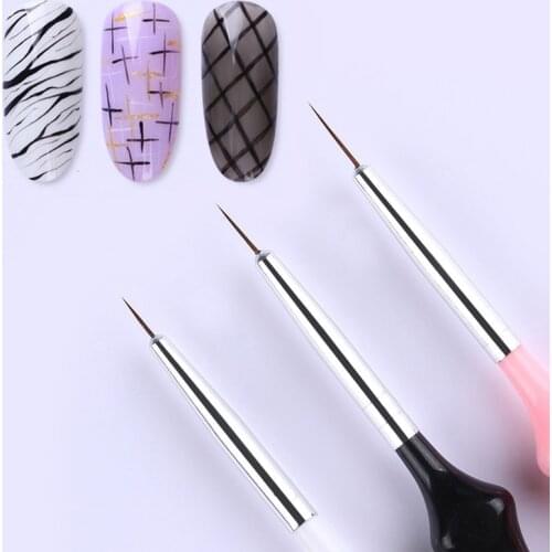 3pcs/set Nail Art Liner Painting Pen 3D Tips DIY Acrylic UV Gel Brushes Drawing Kit Flower Line Grid French Design Tool