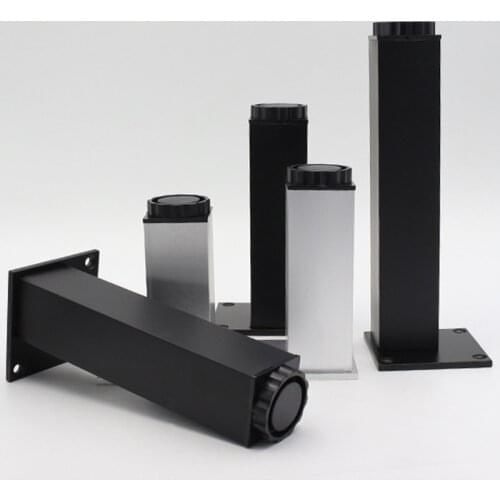 4pcs Aluminum Alloy Cabinet Foot Height Adjustable Furniture Support Legs Height(50-300mm)x38mm Width With Mounting Screws