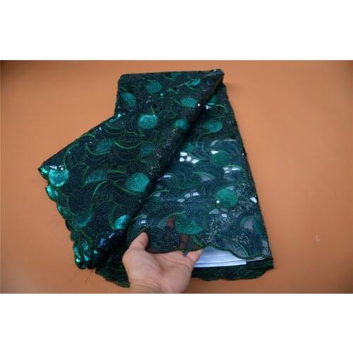 5Yards Organza African Lace Fabric 2021High Quality Sequin Embroidered Nigerian French Wedding Lace Material For Dress SewOLP279