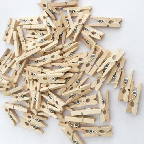 50PCS 2.5CM Mini Natural Wooden Clothes Photo Paper Clothespin Craft Clips Portable Wood Clamp