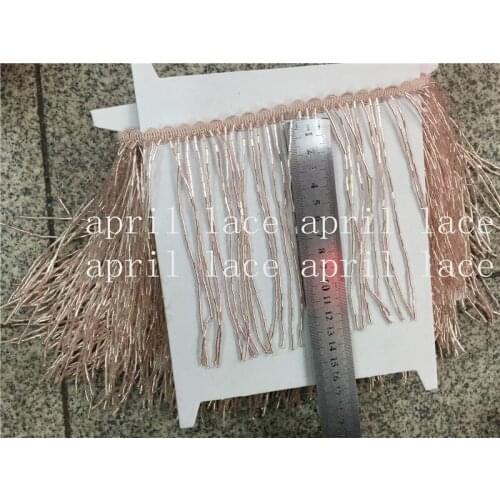 A001-6 pink color 5 yards/bag 14-15 cm width beads ribbon fringe tassel for garment/decorative/wedding bridal gown dress