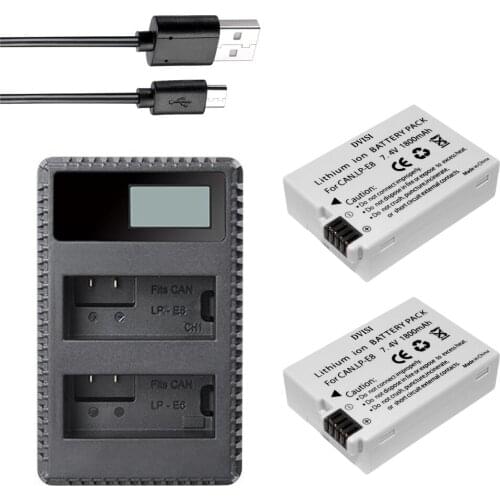 2x bateria LP-E8 LPE8 batterie LP E8 Battery + LCD DUAL USB charger For Canon 550D 600D 650D 700D T2i T3i T4i Kiss DSLR camera