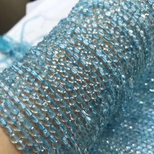 LOOSE BEADS 2*4mm light blue Topaz coin faceted 37cm Wholesale for DIY jewelry necklace
