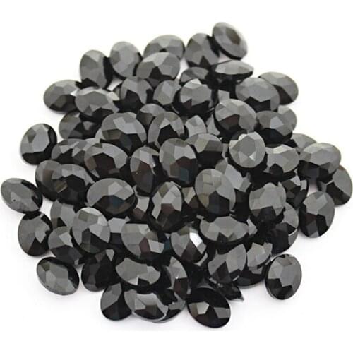 Black Rhinestone Strass Non Hotfix Rhinestones 6*8mm 10pcs Oval Crystals DIY 3D Nail Art Gems decoration