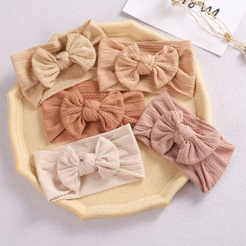 CN Cute Bowknot Baby Headband Turban for Child Bowknot Headwear Cables Turban for Kids Elastic Headwrap Hair Accessories