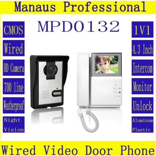 4.3 inch color video door phone for apartment video door phone intercom system Wired Monitor 1V1 Remote Smarthome Building D132b