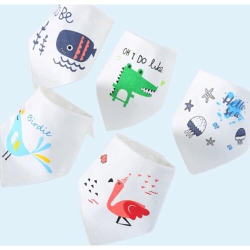 Baby Bandana Bib Cotton Boy Girl Burp Cloth Print Animal Triangle Bibs for Baby Scarf Meal Collar Burp Baby Colthing Accessories