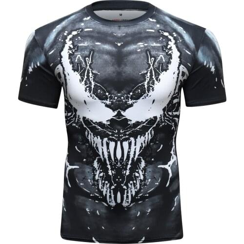 Running Fitness Short Sleeve Tight Jerseys Breathable 2021 Summer New Men Fashion Digital Sublimation Cartoons Printed T Shirt
