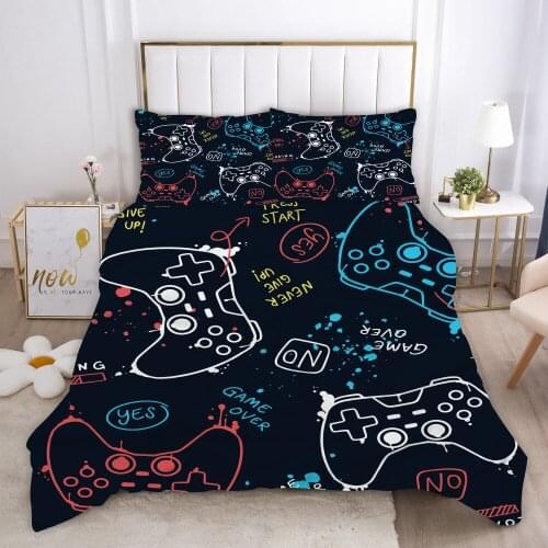 Game Pad Player 3PCS Duvet Cover Sets Cartoon Bedding Sheet Children Room Bed Pillow case King Size