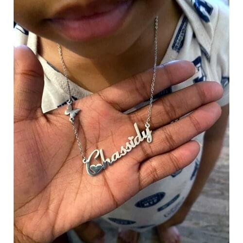 Fashion Custom Stainless Steel Name Necklace With Butterfly For Women Gifts Personalized Letter Gold Choker Necklace Jewelry