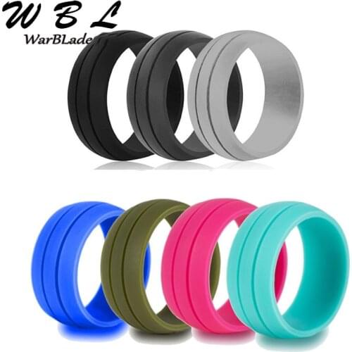 WarBLade 100% Natural Silicone Ring Hypoallergenic Crossfit Flexible Rubber Finger Rings 8MM For Women Men Party Wedding Rings