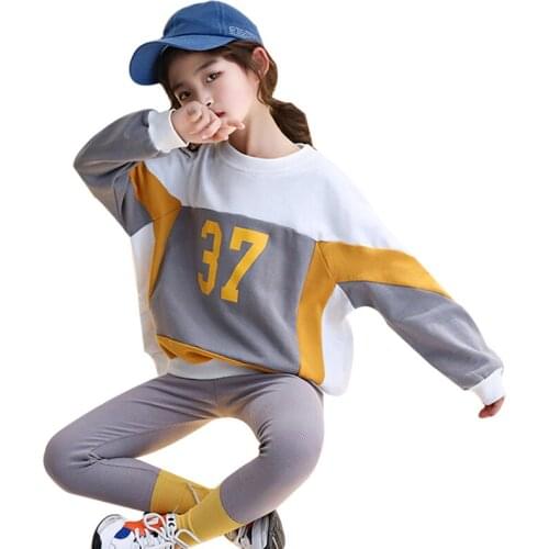 Girls Sports Suits Clothing Sets For 6 8 10 12 14 Year Girl print 37 Tracksuits Costume Cotton Spring Autumn Sportswear Outfits