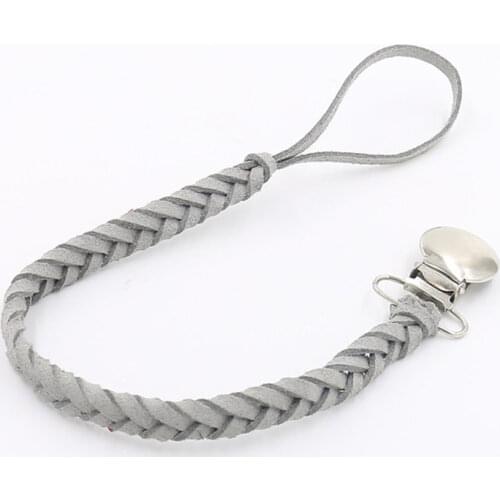 1Pcs Leather /Silicone Pacifier Clips Chain Pacifier Braided Binky Clip Nipple Holder Soother Chain For Infant Feeding Gift