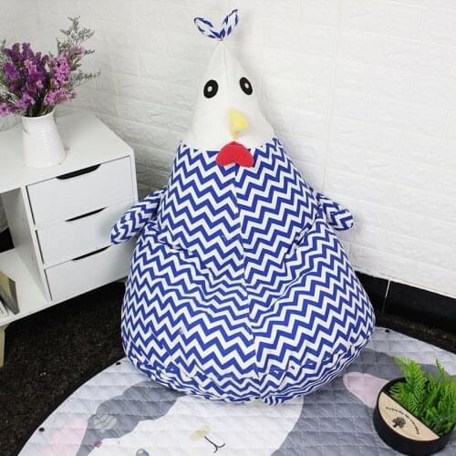 Creative Storage Stuffed Cartoon Chicken Storage Bean Bag Chair Portable Kids Toy Storage Bag Soft Pouch Clothes Organizer Tool