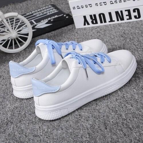 Fashion Shoes Womens Vulcanize Shoes Spring New Casual Flats Solid Color PU Leather Shoes Women Casual White Shoes Sneakers