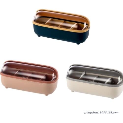 P8DE Kitchen Condiment Seasoning Box with Cover 4 Compartments Spice Cruet Storage