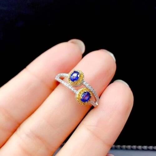 The Best Gift For the Wedding Natural And Real Sapphire Rings 925 Sterling Silver Fine Jewelry