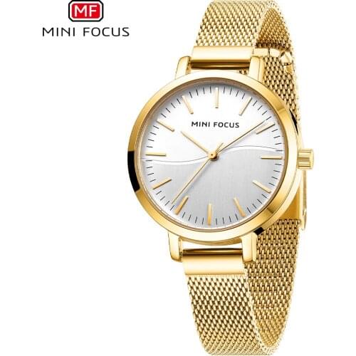MINI FOCUS Luxury Mesh Strap Quartz Watches Women Fashion Analog Simple Wristwatch Lady 2020 Waterproof Blue Watch Girls 0261