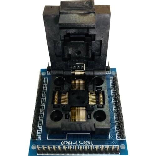 Newest Top Quality U type QFP64 TQFP64 LQFP64 Clamshell programmer socket adapter QFP64-0.5 Test socket with single PCB board