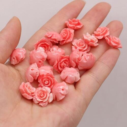2021 New Hot Natural Coral Red Flower Shape Through-hole Beads Carved Making Fashion DIY Necklace Bracelet Accessories Gift10Pcs