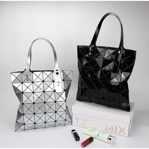 New Bright Face Pu Fashion Sanzhai Geometric Rhombic Hand-held Womens Bag In Summer Of 2021