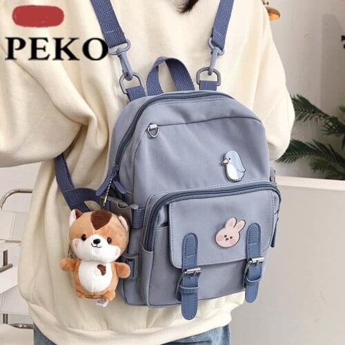 BRAND New Nylon Multifunction Backpack For Women Solid Color Casual Ladies Bookbag Simple Womens Shoulder Bag Crossbody Bag