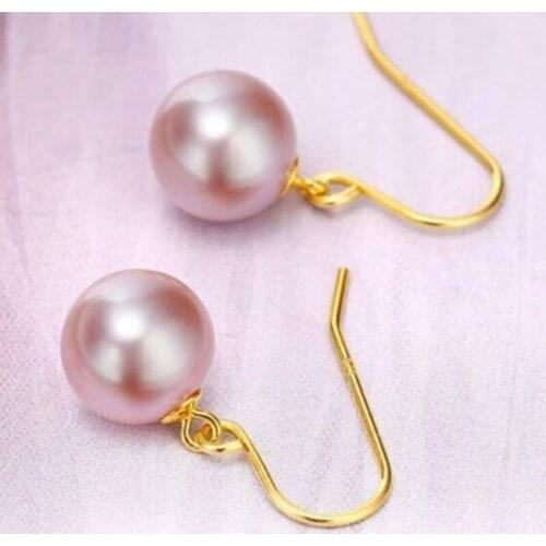 Charming luster 10- 9 mm south sea lavender pearl earring 14k