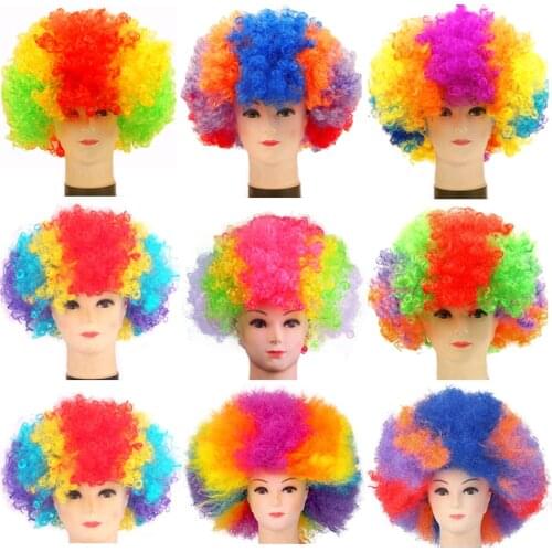 Cosplay Party Colorful wigs for adult kids Dress Performance Props Fluffy Funny Multicolor Party Decoration Clown Wig Curly