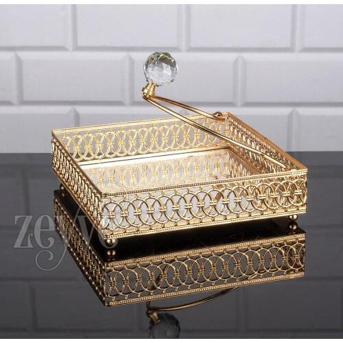 Napkin holder Serving Tray Luxury Service Plate Golden Silver Rectangle Square Turkish Arabic Oriental Eastern