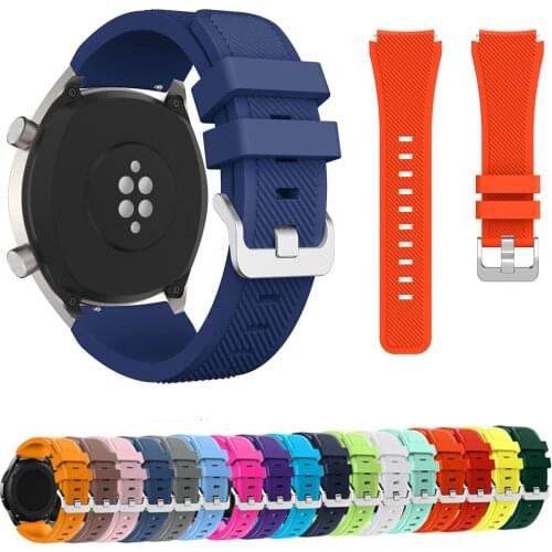 22mm Sports Silicone Wrist Strap for Huawei Watch GT Band Metal Buckle Striped Rubber Wristband For Honor Watch Magic Strap Belt