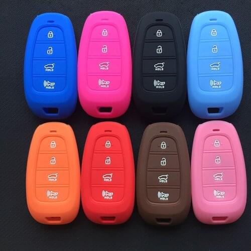 Silicone Car Key Cover Case For Hyundai New Shengda/Ge Rui Santa Fe Ix45 Car Key Cover 4 Button Porta Llaves Pared Casa