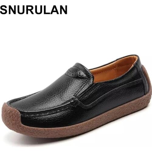 SNURULAN 2021 Autumn Women Flats Leather Suede Slip on Loafers Shoes Ladies Ballet Flats Shoes Female Boat Oxford Shoes Moccains