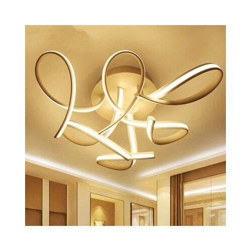 Modern Lustre Ceiling Led Chandelier Luminaria Chandelier For Living Room Dimmable Curved Aluminium Indoor Lighting Fixtures