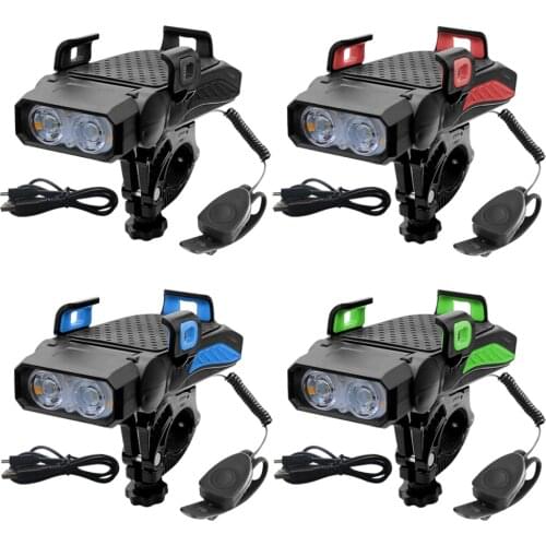 Bicycle LED Light Rainproof with Mobile Phone Bracket Bike Headlight Flashlight Warning Lamp USB Rechargeable Digital Display