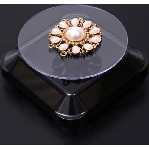Solar Energy Electric Rotating Display Stand Tray Jewelry Accessories Prop Stand Phone Display Stand No Battery Included(Golden)