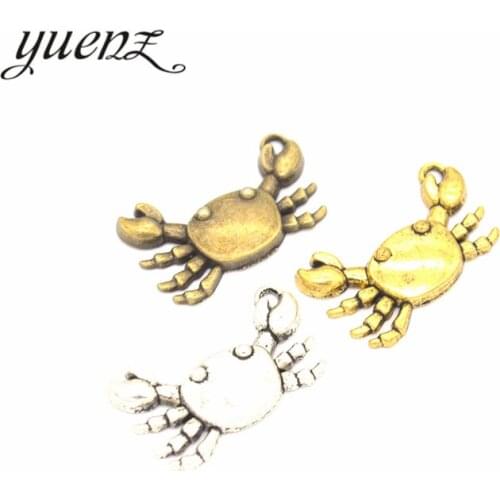 YuenZ 10pcs 3 color Antique Sliver animal crab Charm DIY metal charms for jewelry making 24*14mm D719