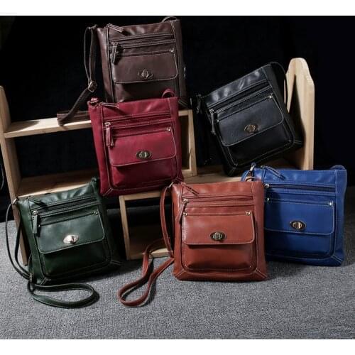 Women PU Leather Cossbady Bags Female Students Satchel Ladies Shoulder Messenger Bag Luxury Retro Square Shopping Handbags