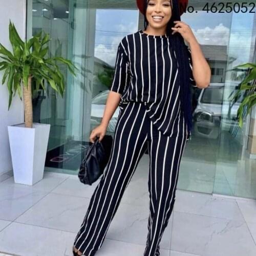 2 Two Piece Set Summer Clothes African Dresses for Women Vetement Femme 2021 Dashiki Tops Pants Sets Plus Size Women Clothing